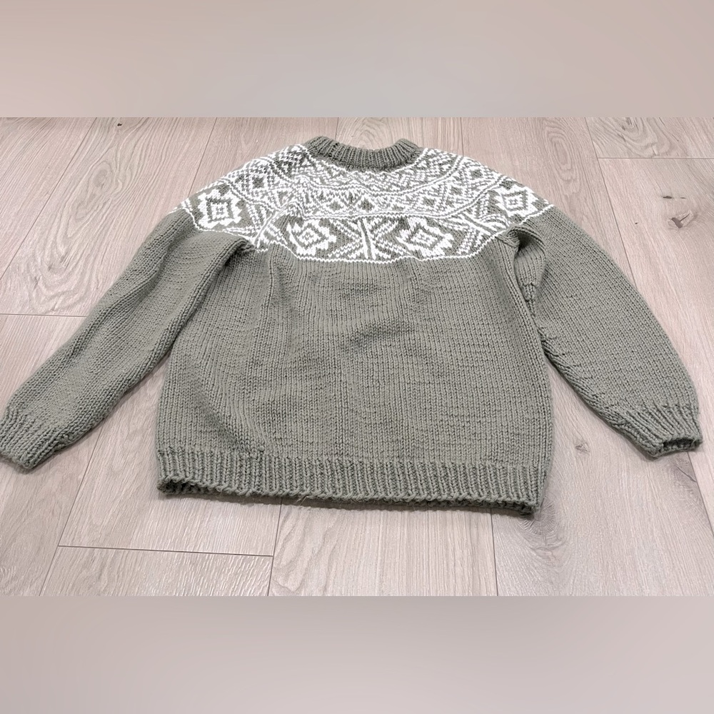 Hand knit green sweater